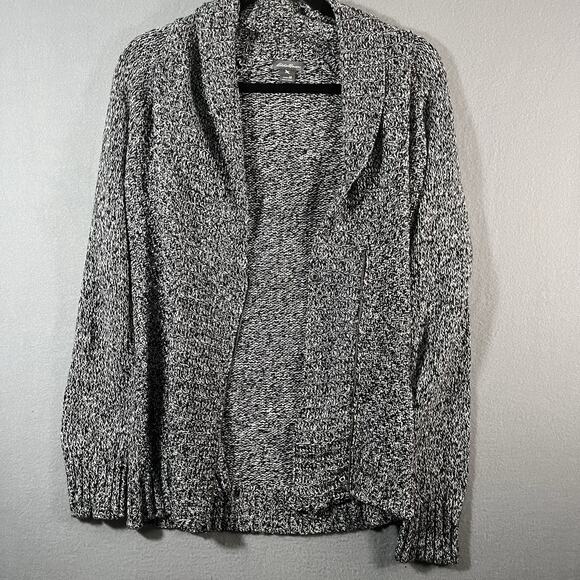 Eddie Bauer Sweater Womens Medium Gray Cotton Full Zip Cardigan Cowl Neck - Picture 2 of 12